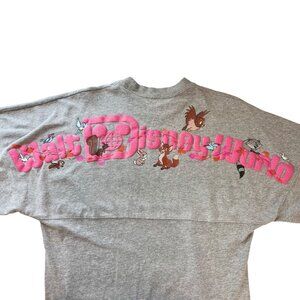 Disney Parks Spirit Jersey Woodland Creatures Gray Pink Long Sleeve Top Size XS